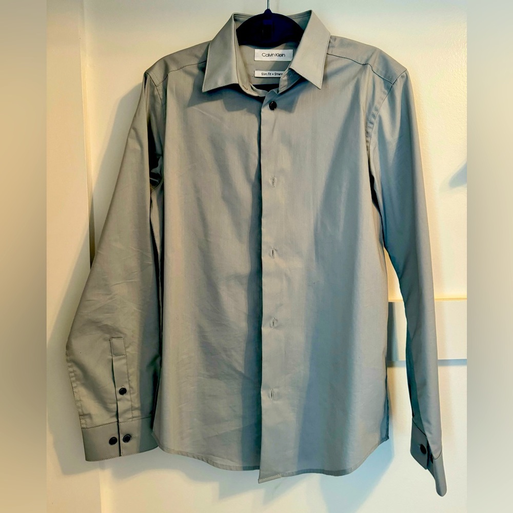 Calvin Klein big boy slim fit+stretch button-down shirt